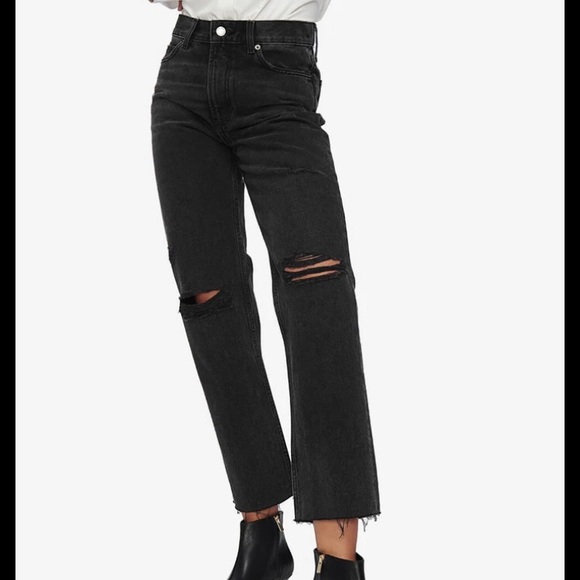 Anine Bing Denim - ANINE BING ETTA DECONSTRUCTED BLACK JEAN